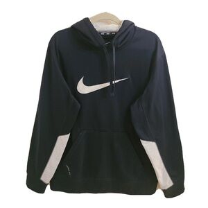NIKE Black ThermaFit Pullover Fitness Hoodie Swoosh Sweatshirt Size XL